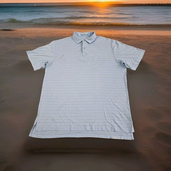 Peter Millar Featherweight Golf Polo Shirt Men’s Size XL Blue Striped - Picture 1 of 16